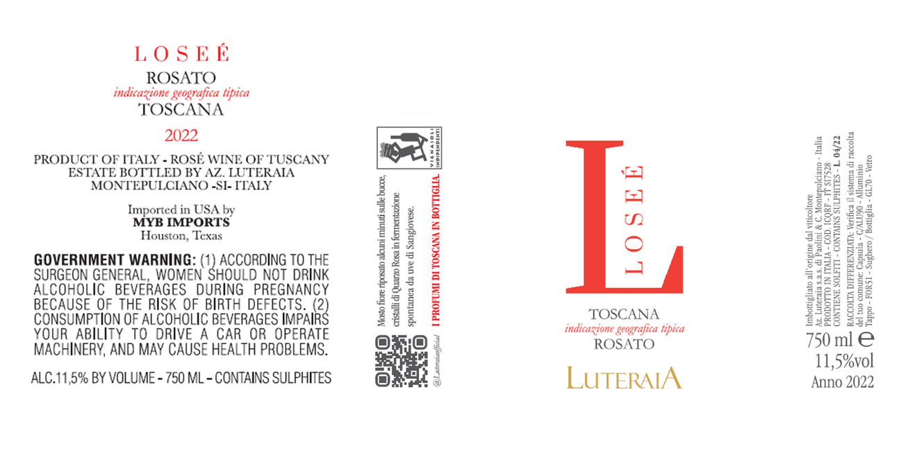 TABC label artwork for LOSEE TOSCANA ROSATO
