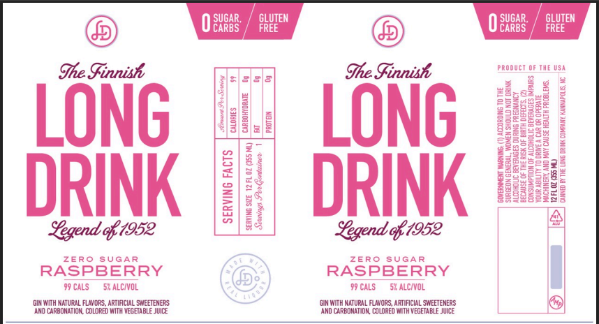 TABC label artwork for LONG DRINK GIN SPECIALTIES ZERO SUGAR RASPBERRY
