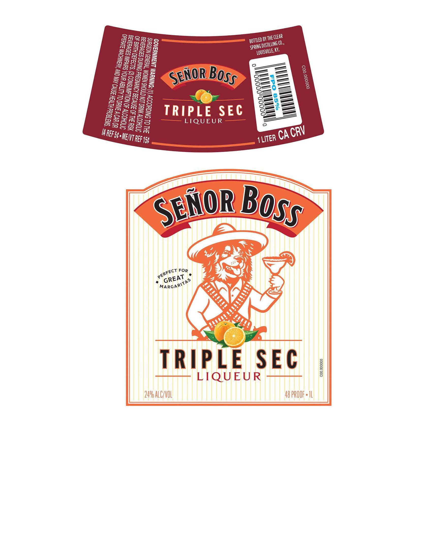 TABC label artwork for Senor Boss Triple Sec Liqueur