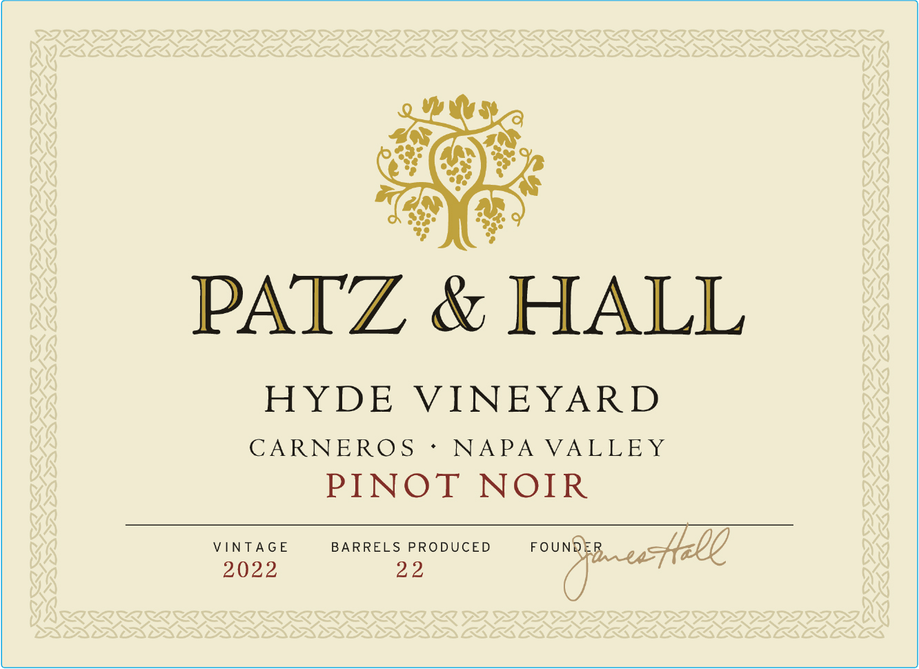 TABC label artwork for Patz & Hall Hyde Vineyard Pinot Noir Los Carneros Napa Valley
