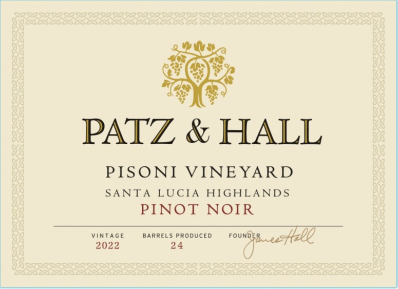 TABC label artwork for Patz & Hall Pisoni Vineyard Pinot Noir Santa Lucia Highlands