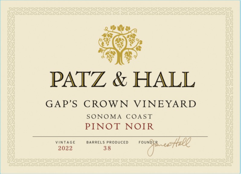 TABC label artwork for Patz & Hall Gap's Crown Vineyard Pinot Noir Sonoma Coast
