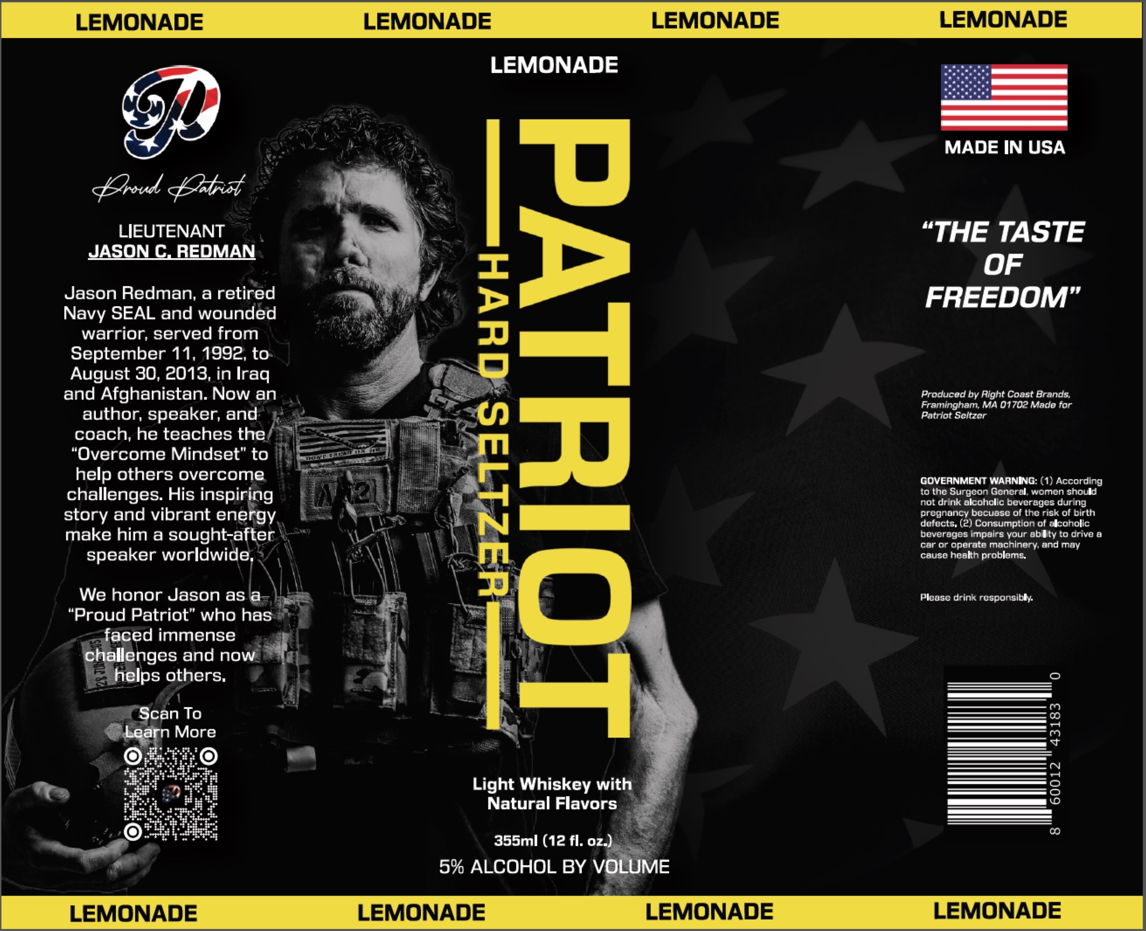 TABC label artwork for Patriot Hard Seltzer Lemonade