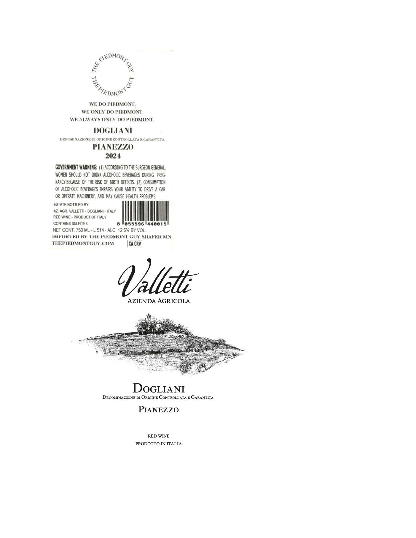 TABC label artwork for DOGLIANI PIANEZZO DOLCETTO 2024