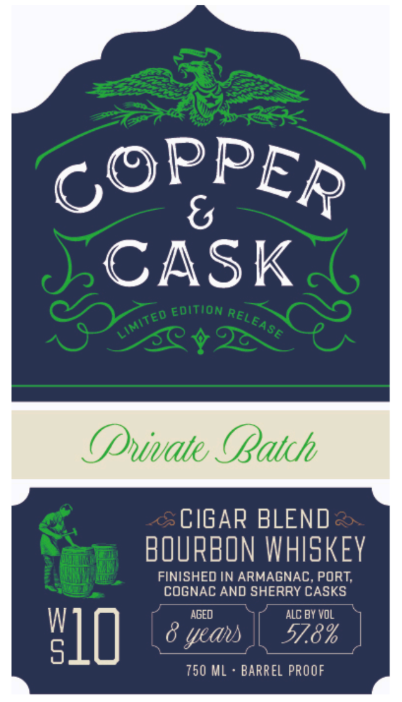TABC label artwork for Copper & Cask WSGA Batch #10 - Cigar Blend