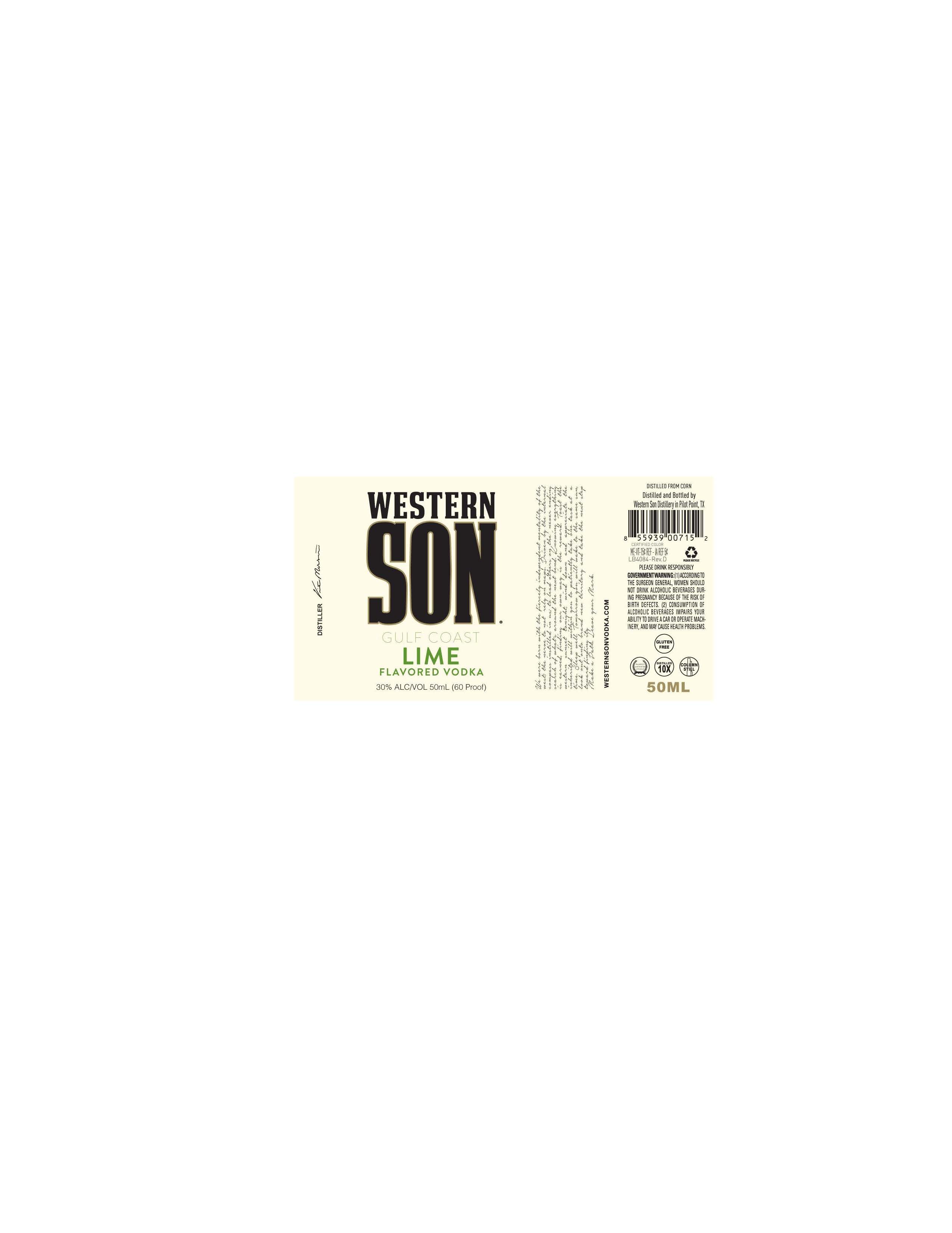 TABC label artwork for Western Son Gulf Coast Lime 50ml