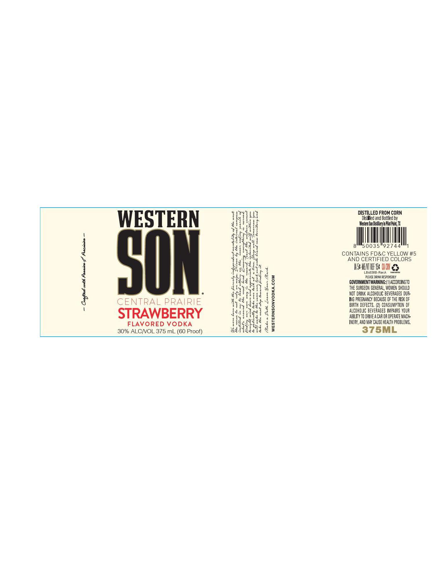 TABC label artwork for Western Son Central Prairie Strawberry 375ml