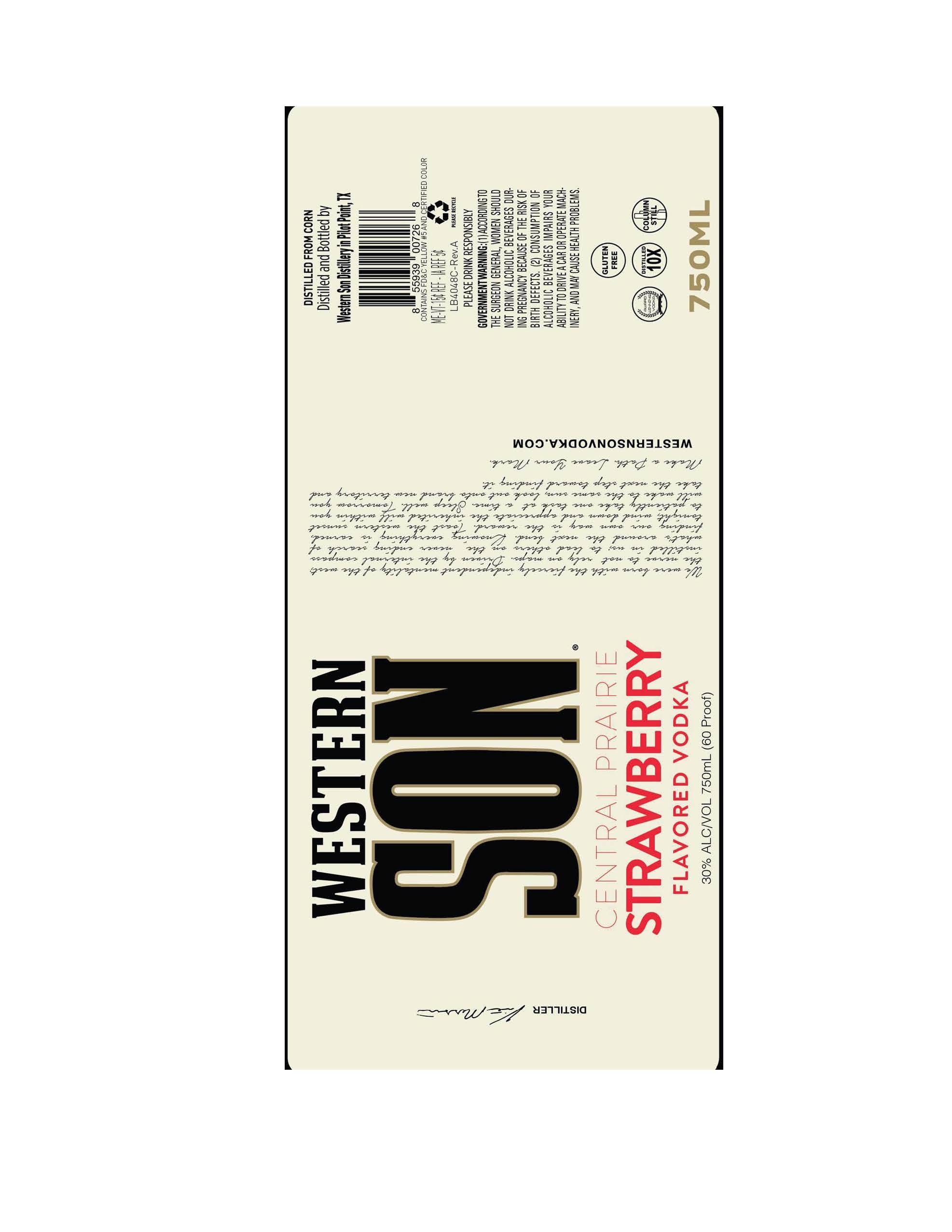 TABC label artwork for Western Son Central Prairie Strawberry 750ml