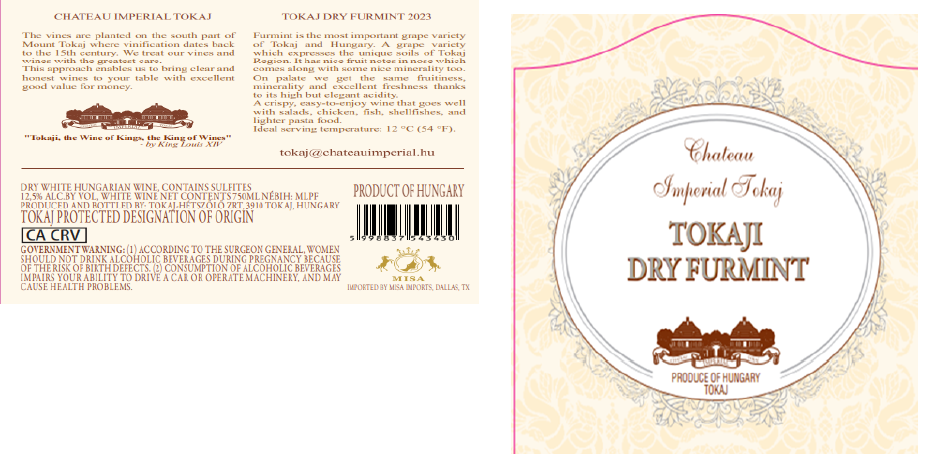 TABC label artwork for CHATEAU IMPERIAL TOKAJI FURMINT DRY