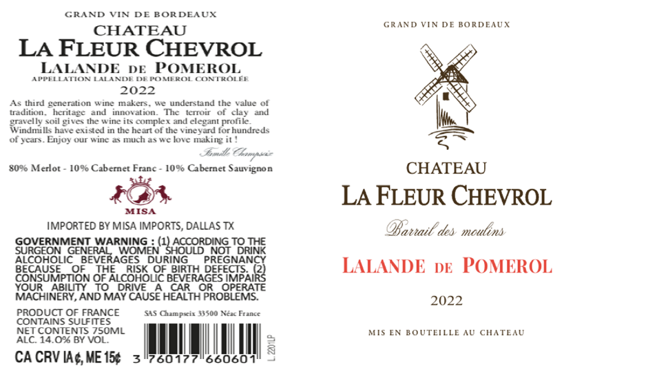 TABC label artwork for CHATEAU LA FLEUR CHEVROL LALANDE DE POMEROL