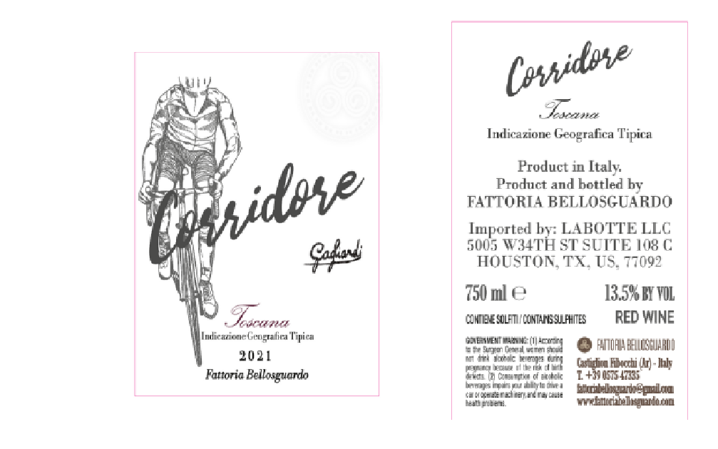 TABC label artwork for CORRIDORE TOSCANA INDICAZIONE GEOGRAFICA TIPICA