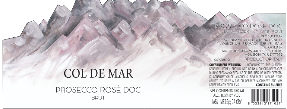 TABC label artwork for COL DE MAR PROSECCO ROSE