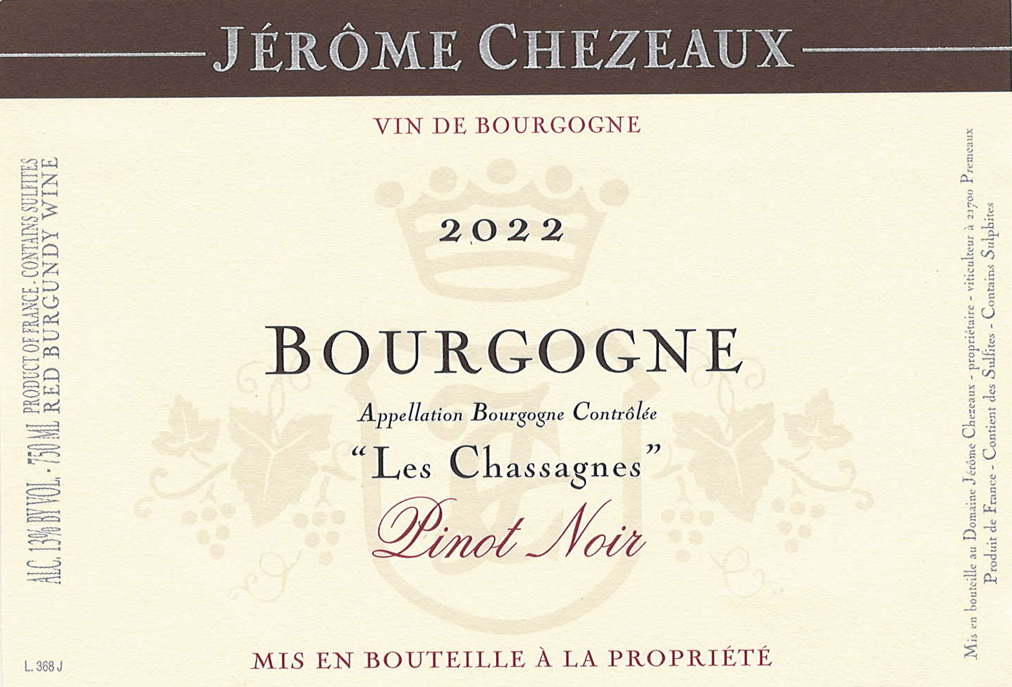 TABC label artwork for Jerome Chezeaux Bourgogne Rouge Les Chassagnes