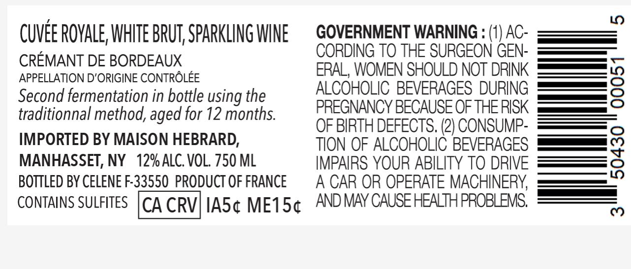 TABC label artwork for CELENE CUVEE ROYALE BLANC