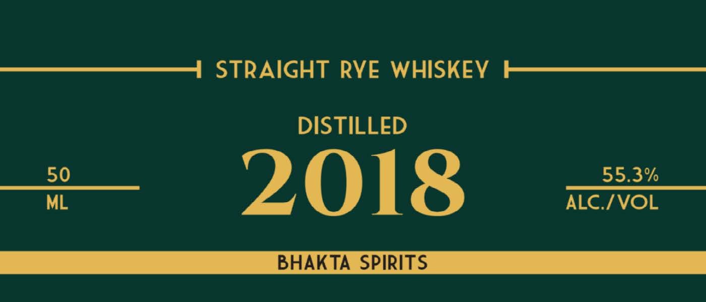 TABC label artwork for BHAKTA 2018 Straight Rye Whiskey
