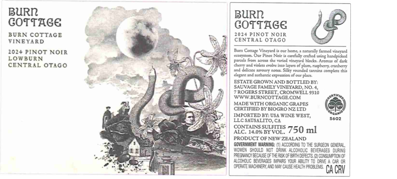 TABC label artwork for Burn Cottage Lowburn Pinot Noir Central Otago