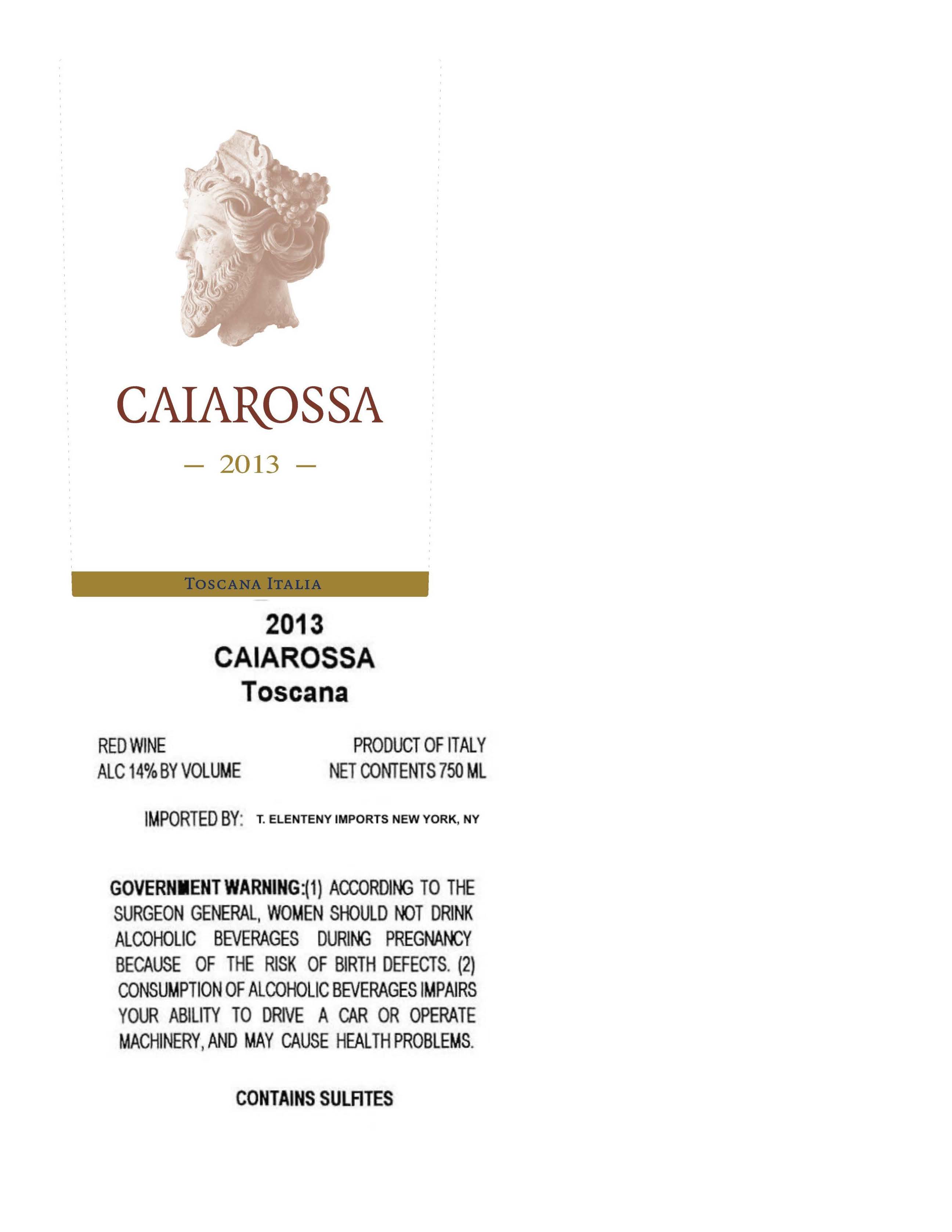 TABC label artwork for Caiarossa