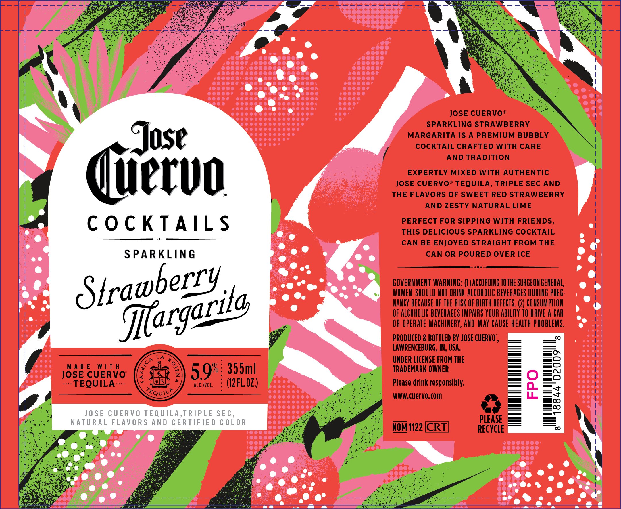 TABC label artwork for JOSE CUERVO COCKTAILS SPARKLING STRAWBERRY MARGARITA