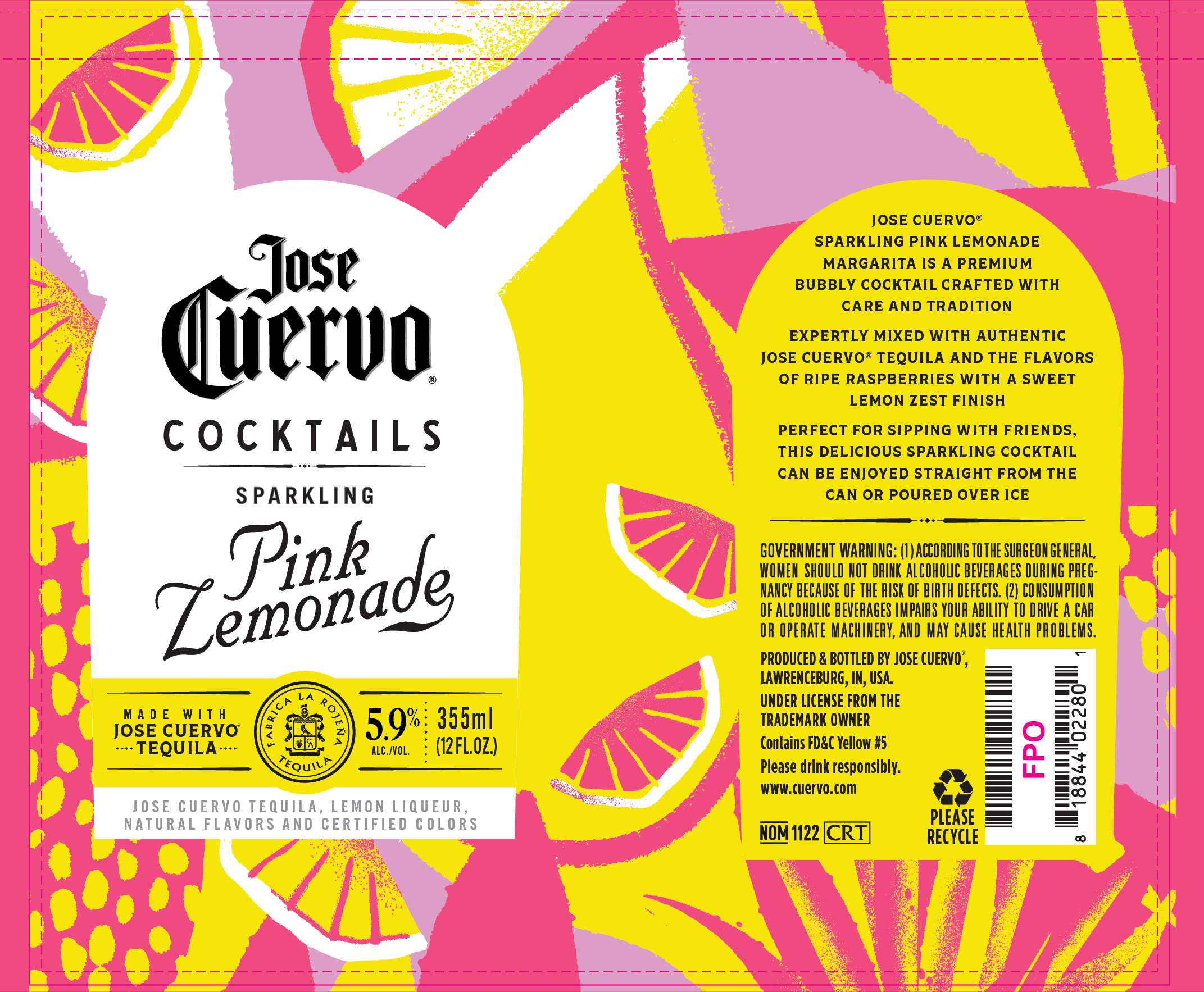 TABC label artwork for JOSE CUERVO COCKTAILS SPARKLING PINK LEMONADE