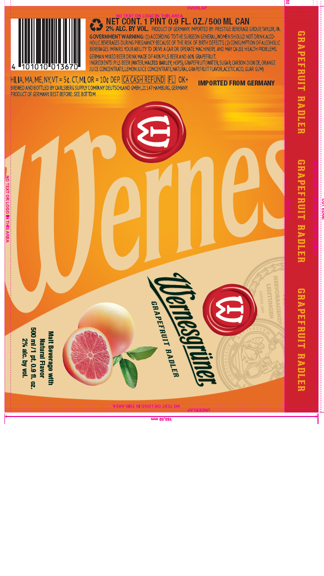 TABC label artwork for Wernesgrüner Grapefruit Radler