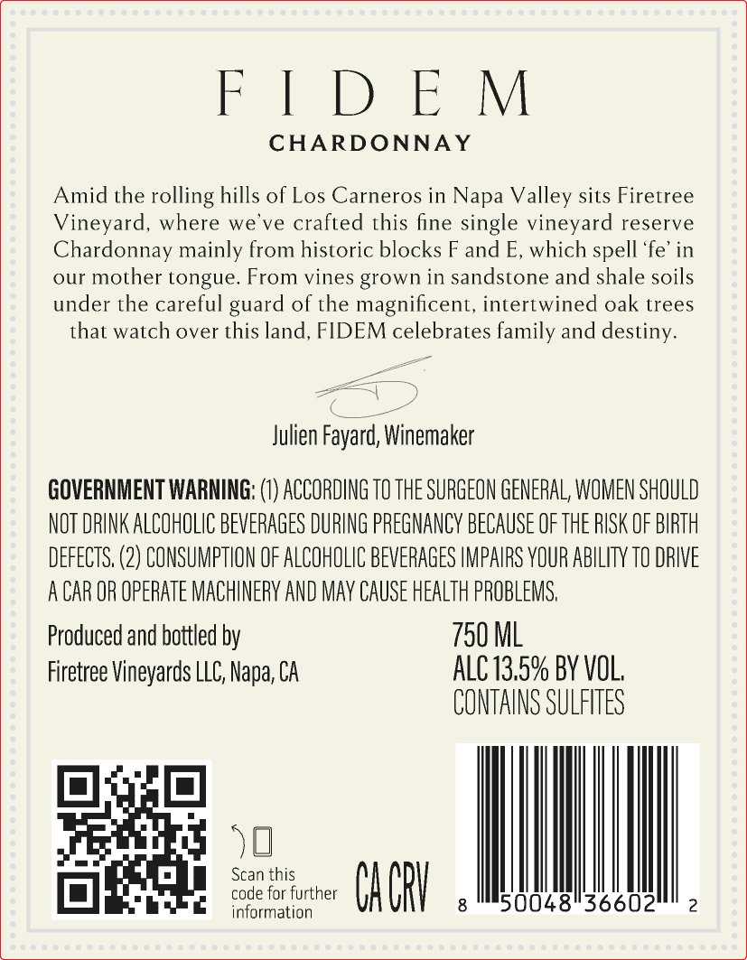 TABC label artwork for FIDEM Estate Reserve Chardonnay