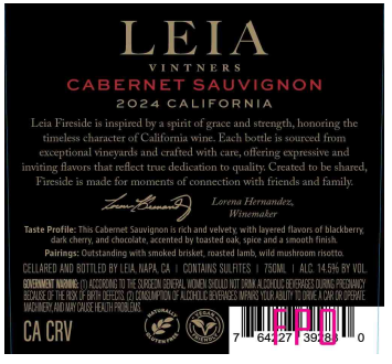 TABC label artwork for LEIA CABERNET SAUVIGNON