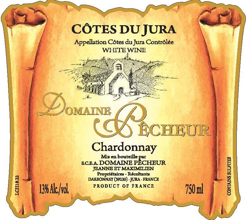 TABC label artwork for Domaine Pecheur Chardonnay Cotes du Jura