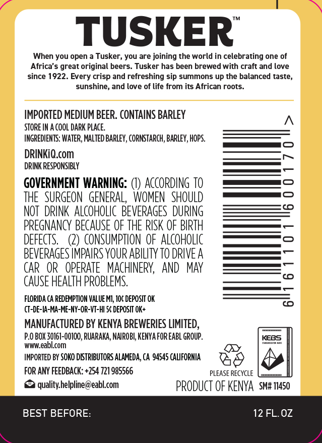 TABC label artwork for Tusker Beer