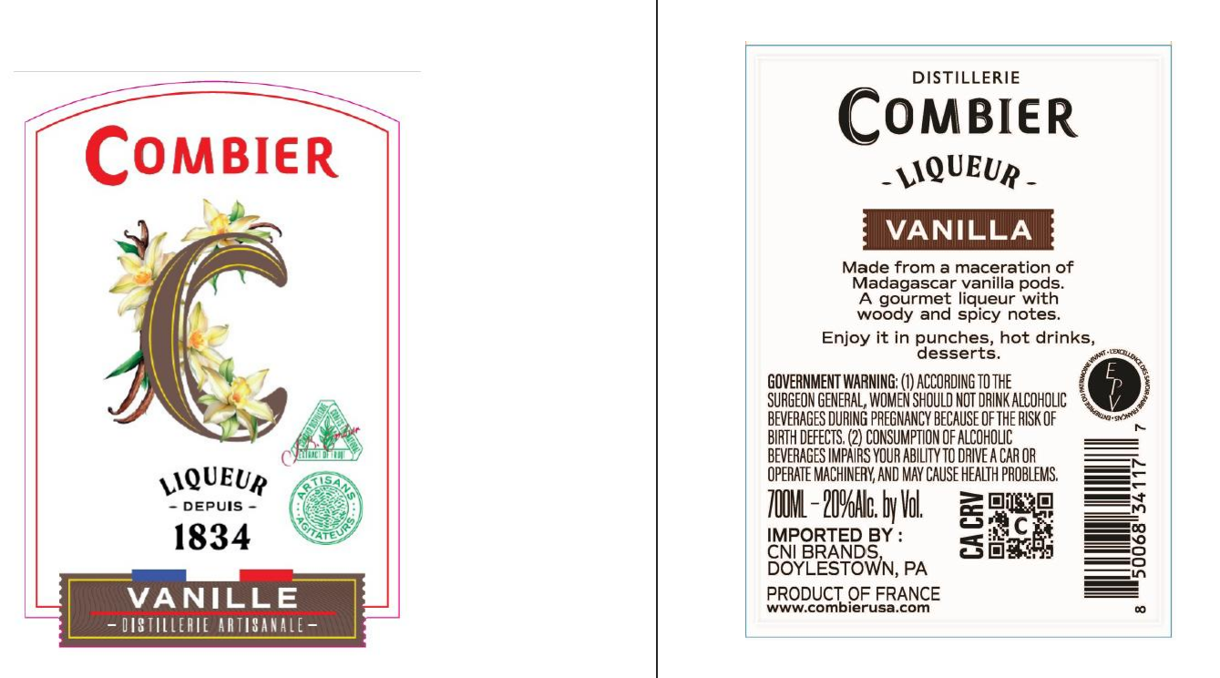 TABC label artwork for COMBIER LIQUEUR VANILLE VANILLA