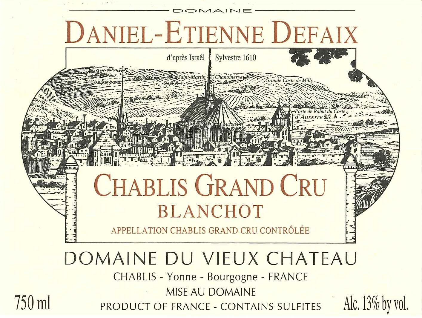 TABC label artwork for Daniel-Etienne Defaix Chablis Grand Cru Blanchot