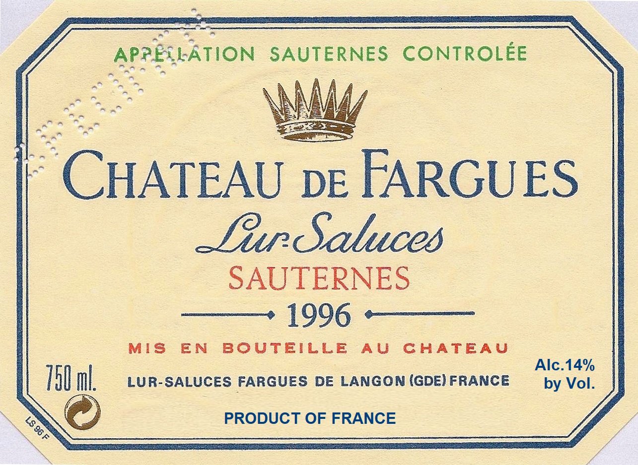 TABC label artwork for CHATEAU DE FARGUES SAUTERNES