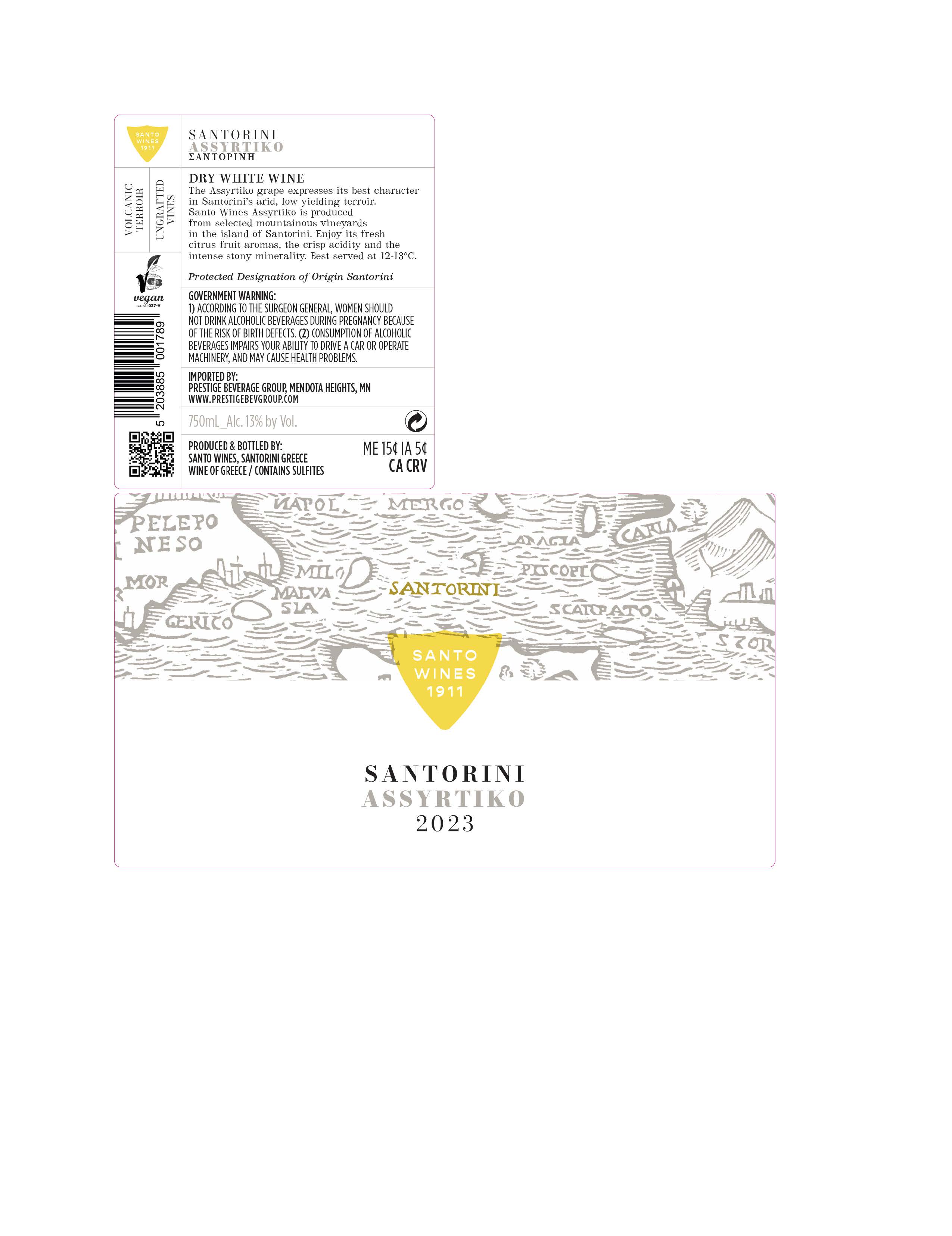 TABC label artwork for SANTO WINES SANTORINI ASSYRTIKO