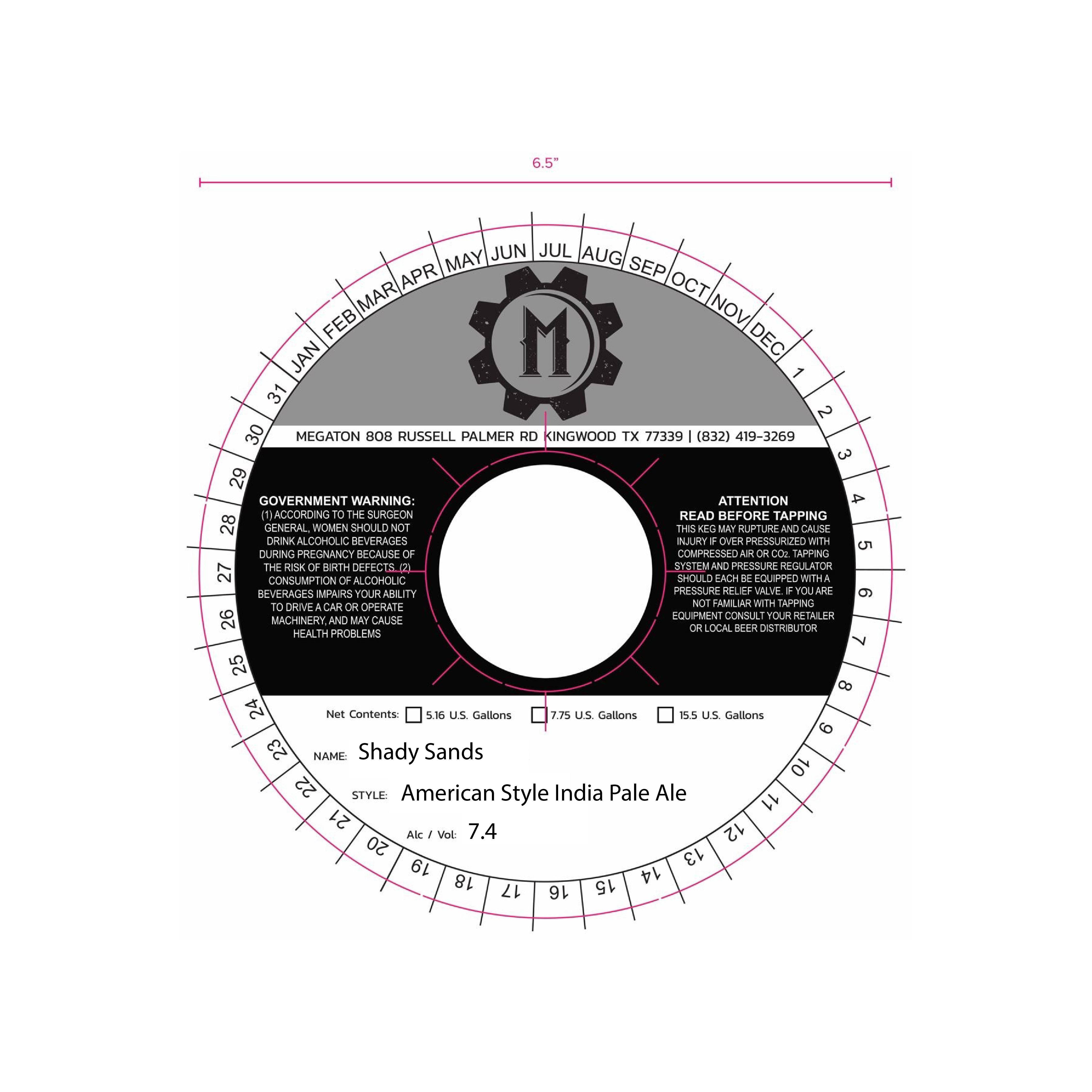 TABC label artwork for SHADY SANDS AMERICAN STYLE INDIA PALE ALE