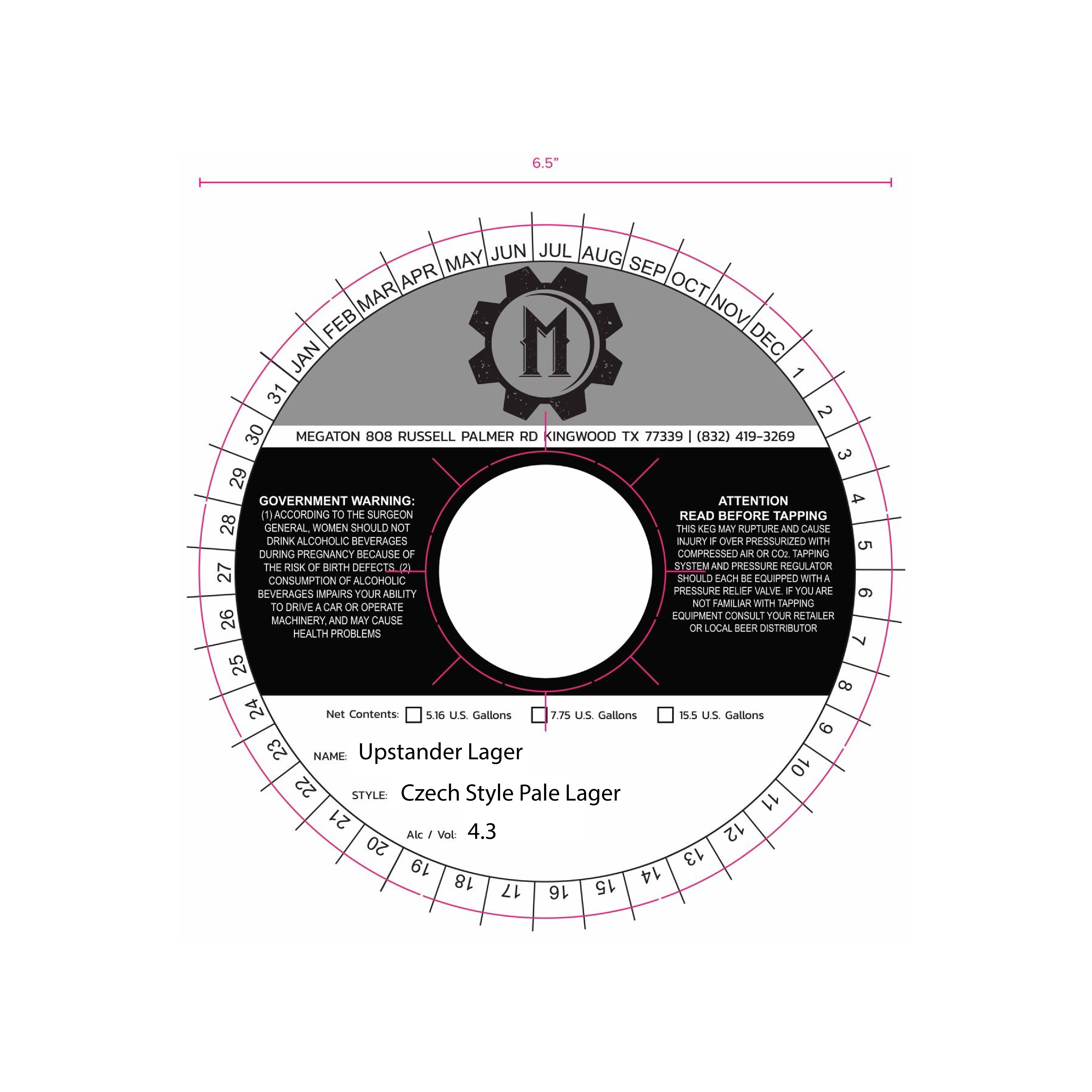 TABC label artwork for Upstander Lager