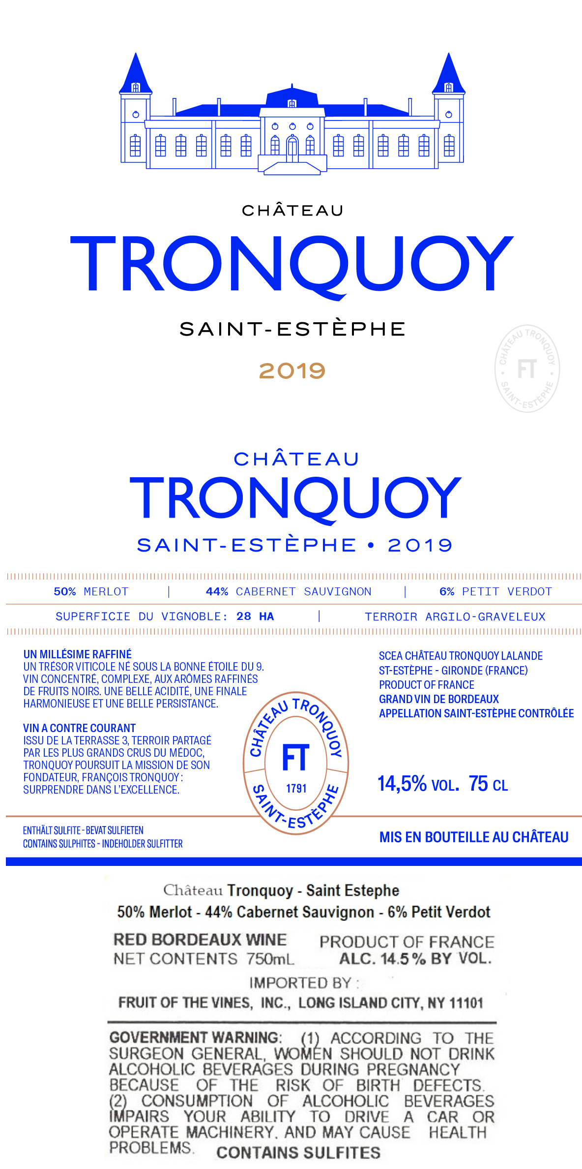 TABC label artwork for Chateau Tronquoy Saint Estephe