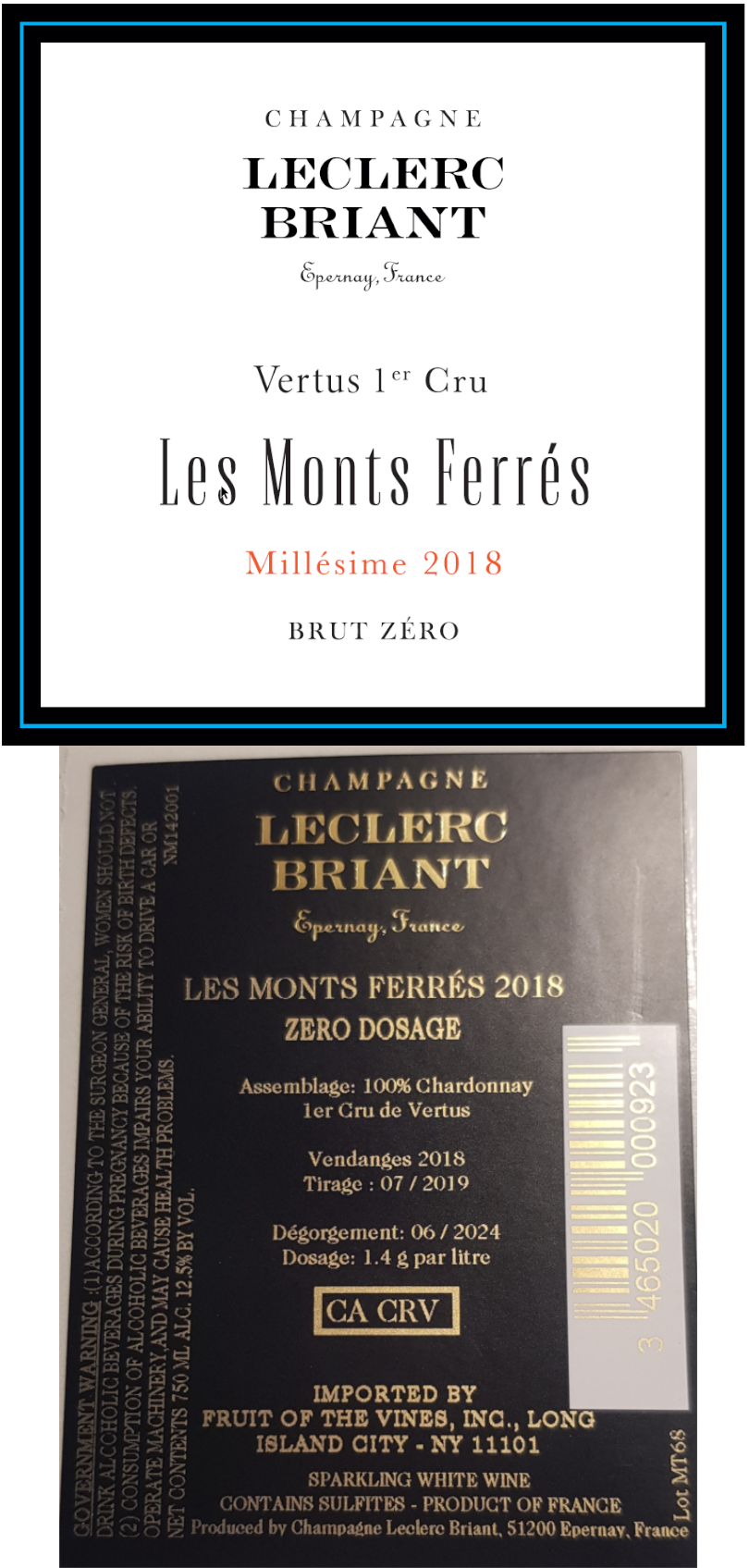 TABC label artwork for Leclerc Briant Les Monts Ferres Champagne