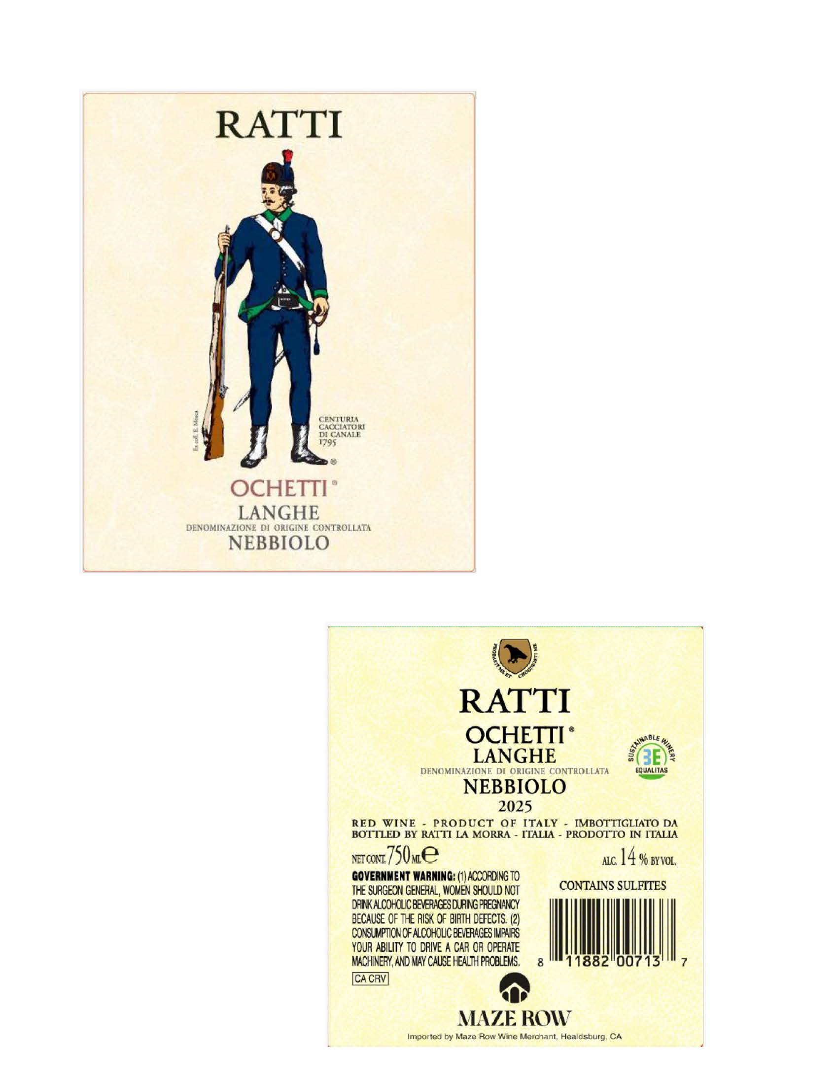 TABC label artwork for Ratti Nebbiolo Langhe
