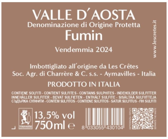 TABC label artwork for LES CRETES FUMIN VALLE D'AOSTA