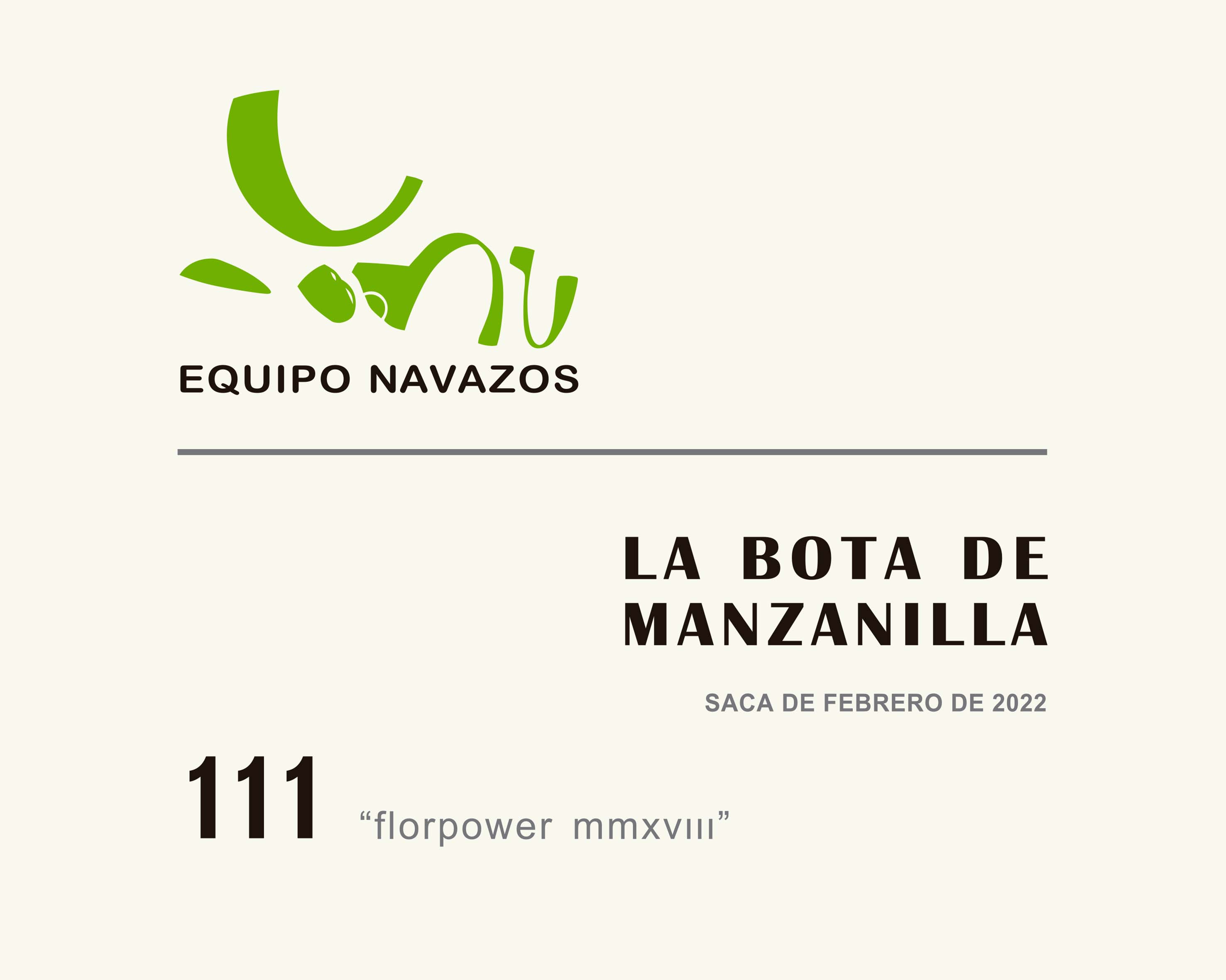 TABC label artwork for Equipo Navazos Manzanilla (La Bota 111 - Florpower MMXVIII) Sanlucar de Barrameda