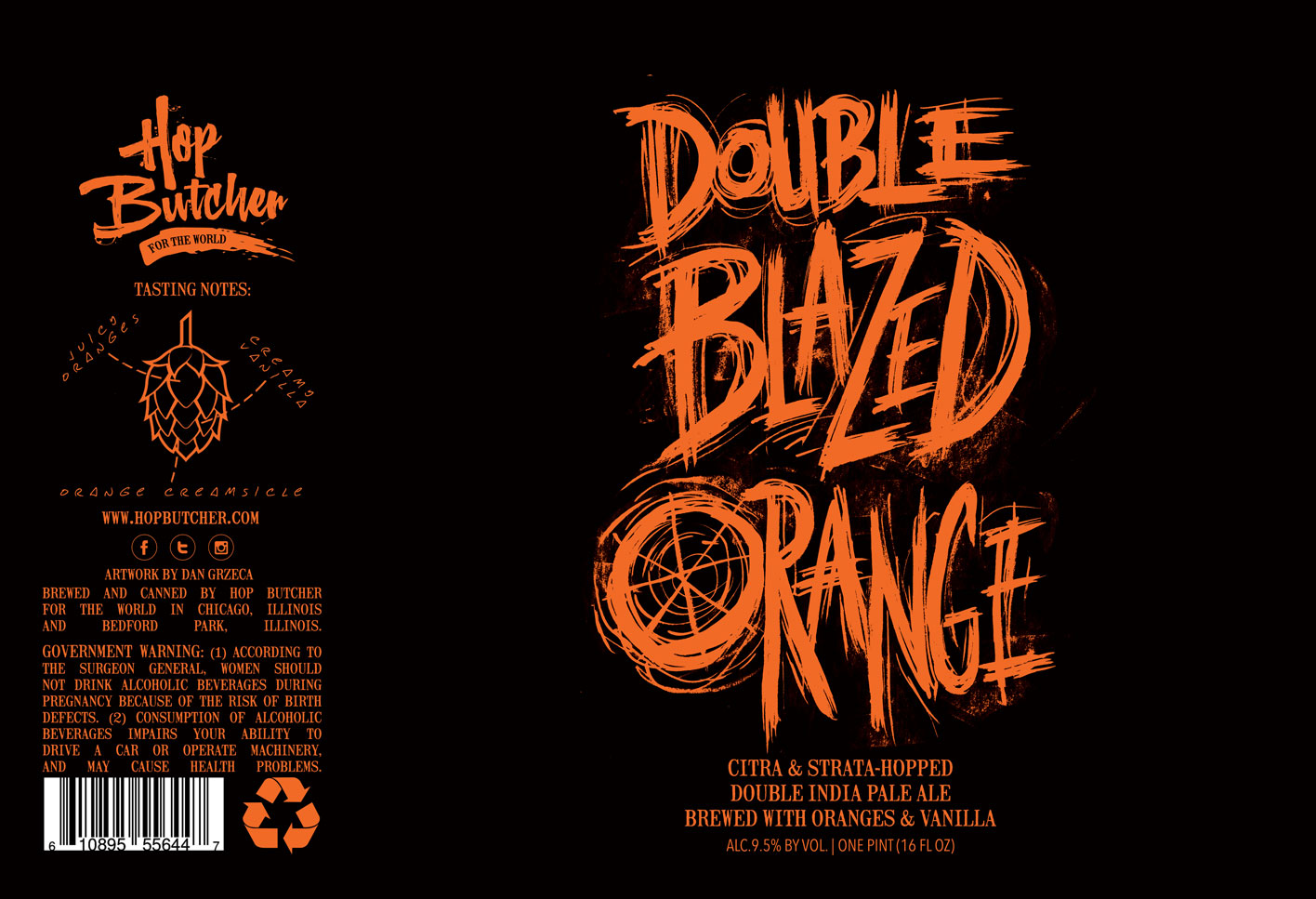 TABC label artwork for Double Blazed Orange Milkshake