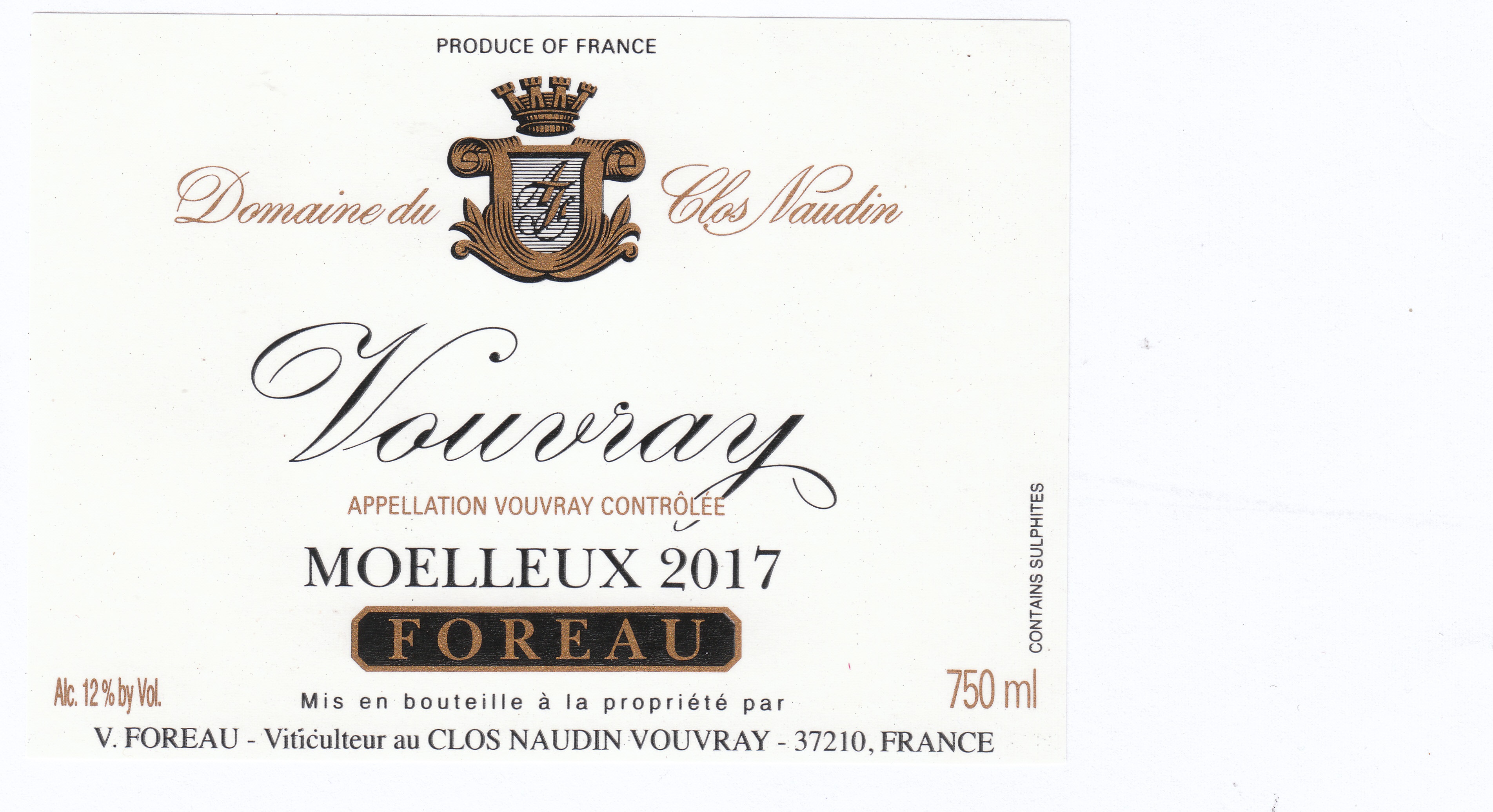 TABC label artwork for Foreau Vouvray Moelleux