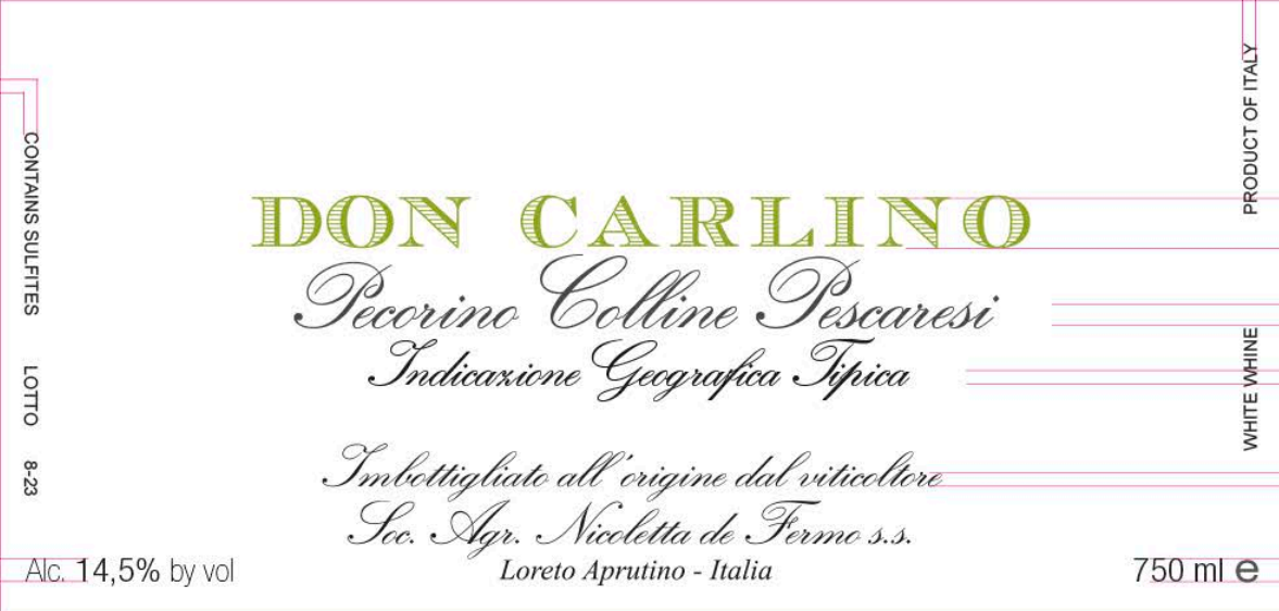 TABC label artwork for De Fermo Don Carlino Pecorino Colline Pescaresi