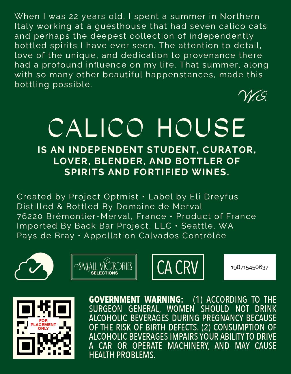TABC label artwork for Calico House, Domaine de Merval, Twenty-Four Year Calvados