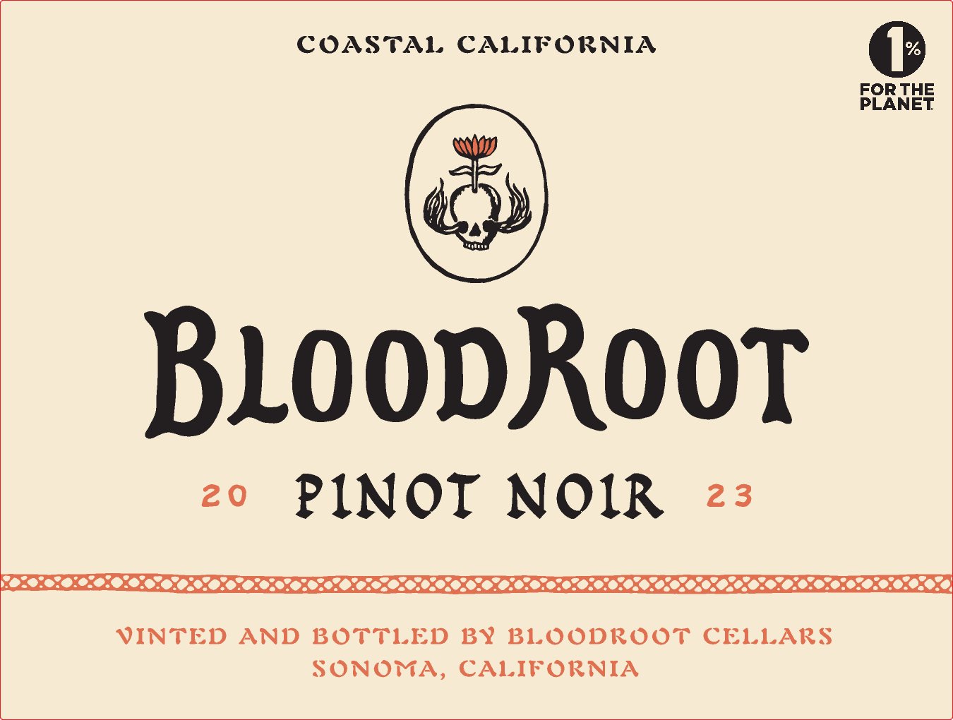 TABC label artwork for BloodRoot Coastal California Pinot Noir North Coast
