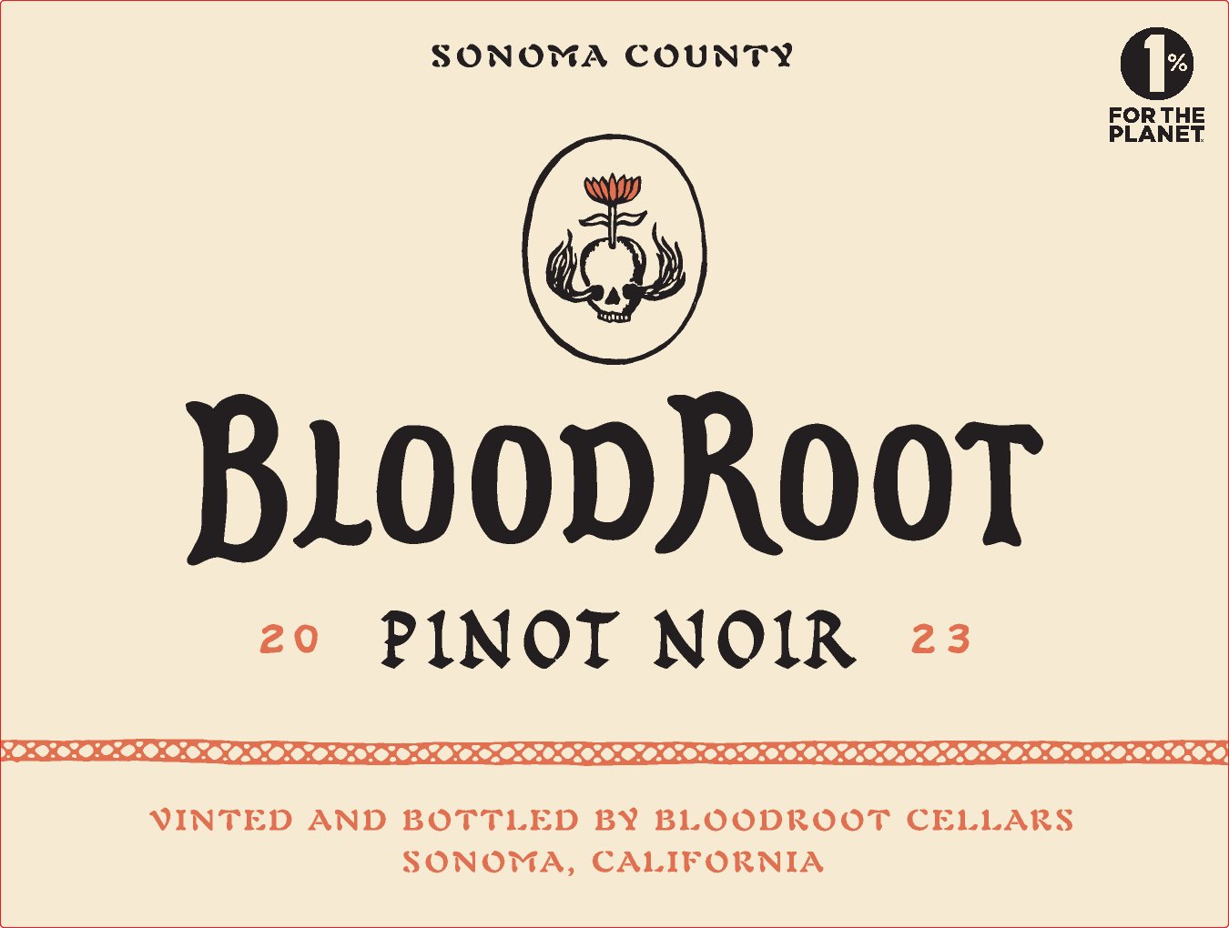 TABC label artwork for BloodRoot Pinot Noir Sonoma County