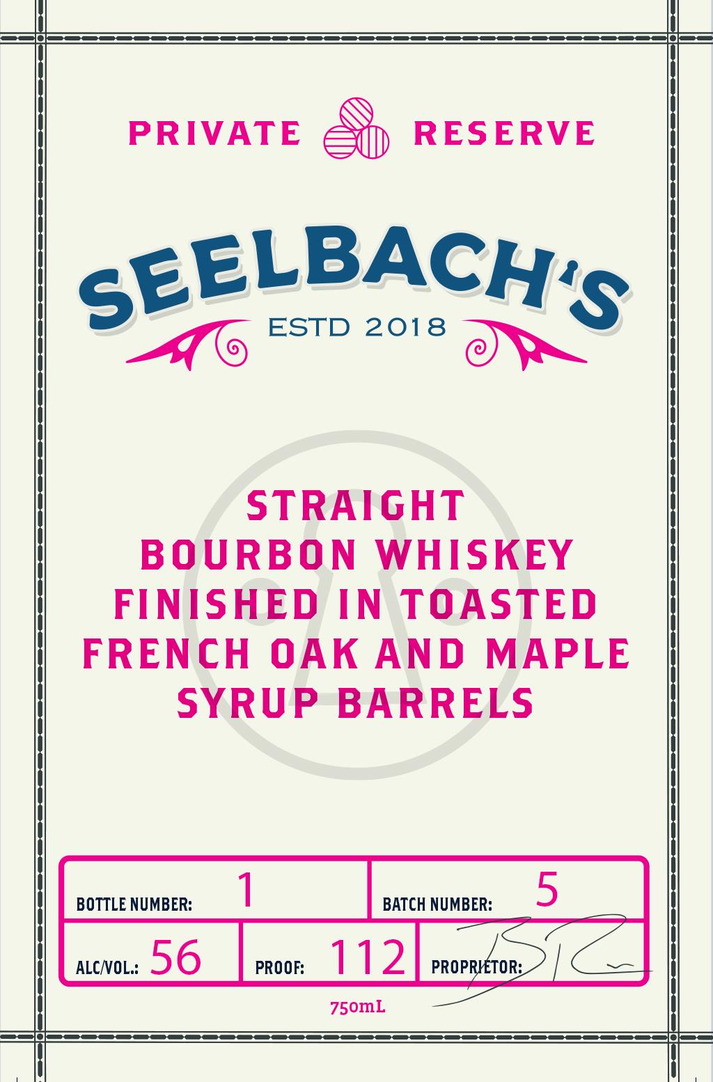 TABC label artwork for Seelbach's Private Reserve, Toasted French Oak & Maple