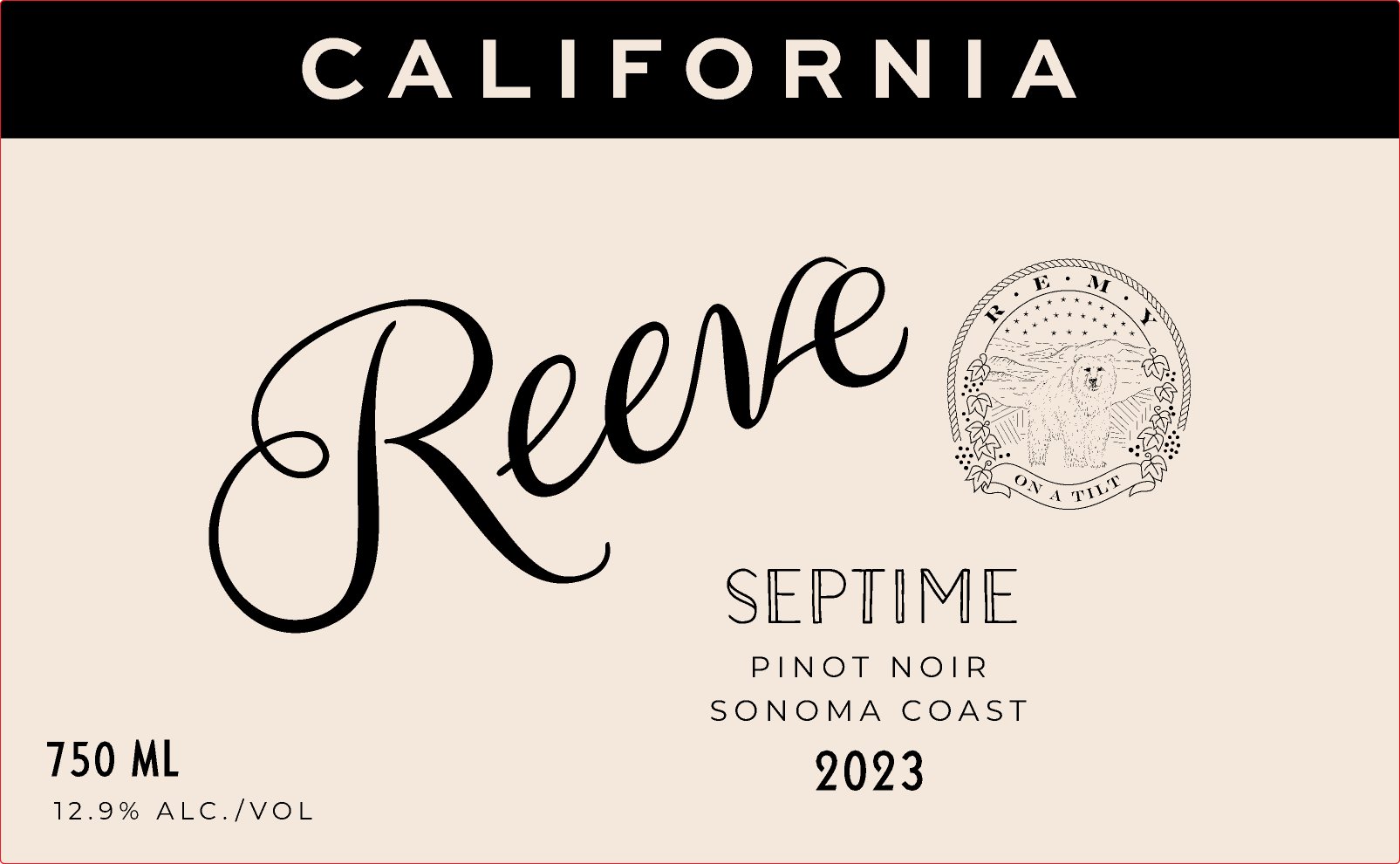 TABC label artwork for Reeve Wines Septime Pinot Noir Sonoma Coast