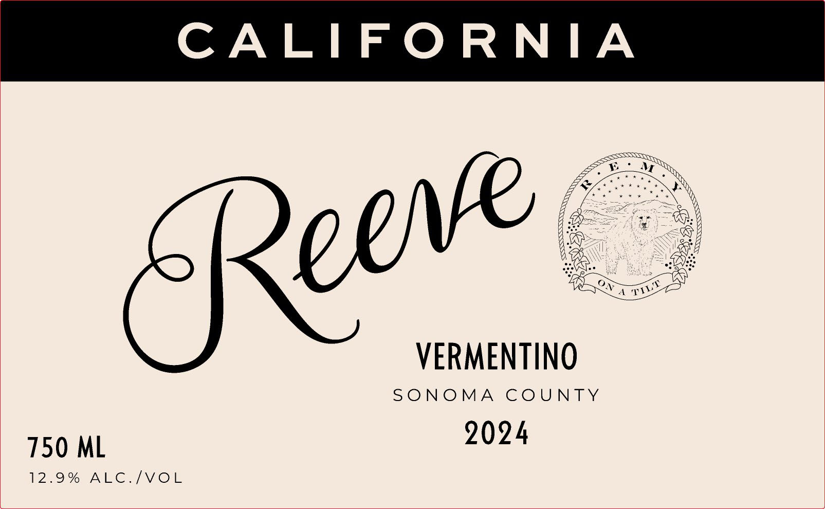 TABC label artwork for Reeve Wines Vermentino Dry Creek Valley