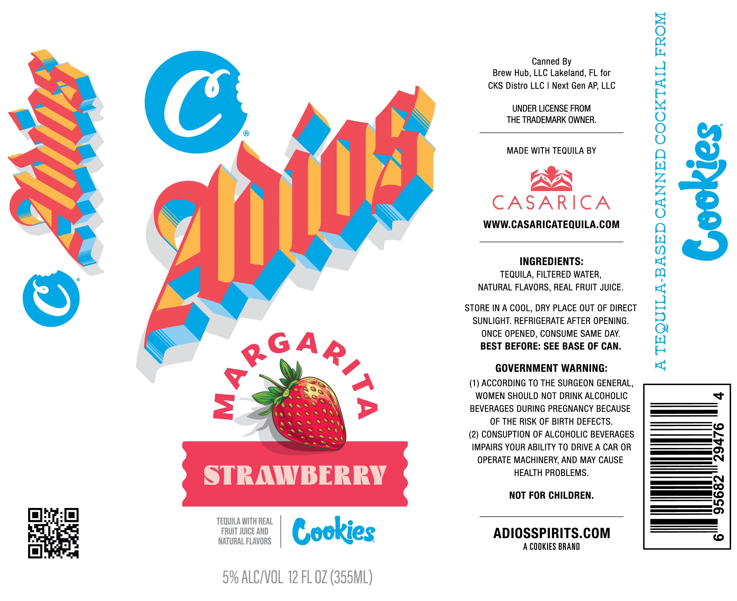 TABC label artwork for Adios Margarita Strawberry