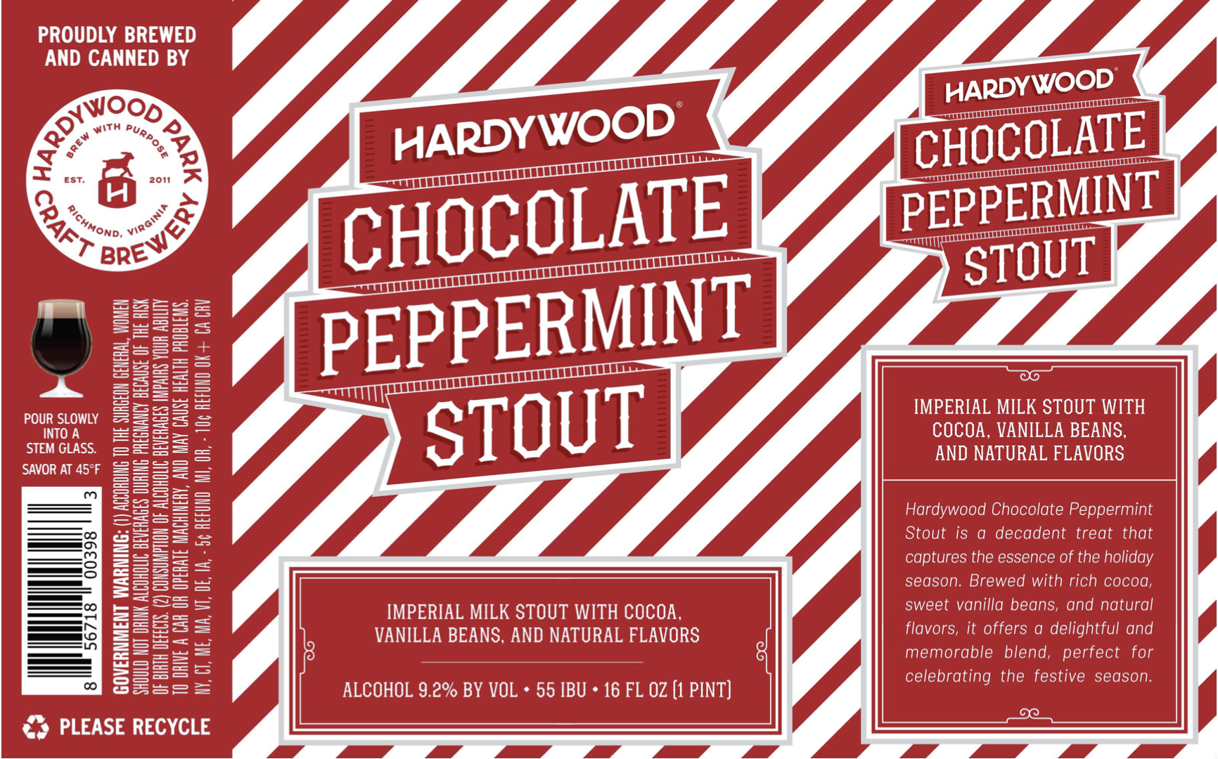 TABC label artwork for Hardywood Chocolate Peppermint Stout